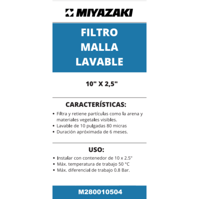 FILTRO CARTUCHO DE MALLA LAVABLE 10" FILTRO CARTUCHO DE MALLA LAVABLE 10"
